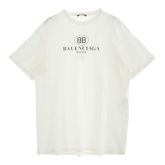 BALENCIAGA バレンシアガ 19SS 556150 TYK23 BB ロゴ プリント 半袖 Tシャツ カットソー ホワイト系 XS【中古】