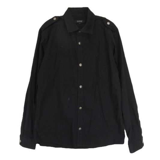 BURBERRY BLACK LABEL バーバリーブラックレーベル D1M04-103-09 胸刺繍 長袖 シャツ ブラック系 2【中古】