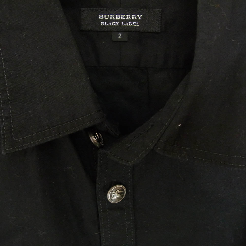 BURBERRY BLACK LABEL バーバリーブラックレーベル D1M04-103-09 胸刺繍 長袖 シャツ ブラック系 2【中古】