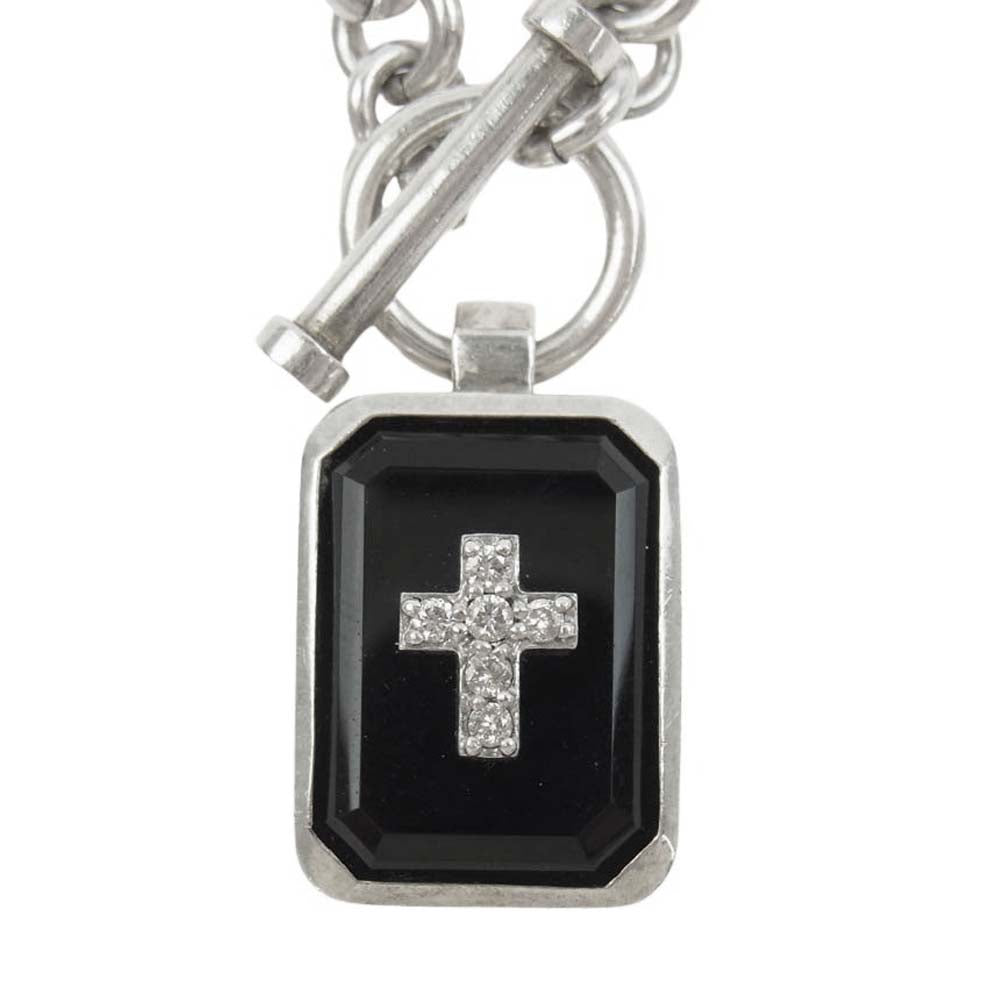 Justin Davis ジャスティンデイビス JNJ115 購入証明書付属 EMINEM エミネム ダイヤモンド オニキス ネックレス シルバー系【中古】