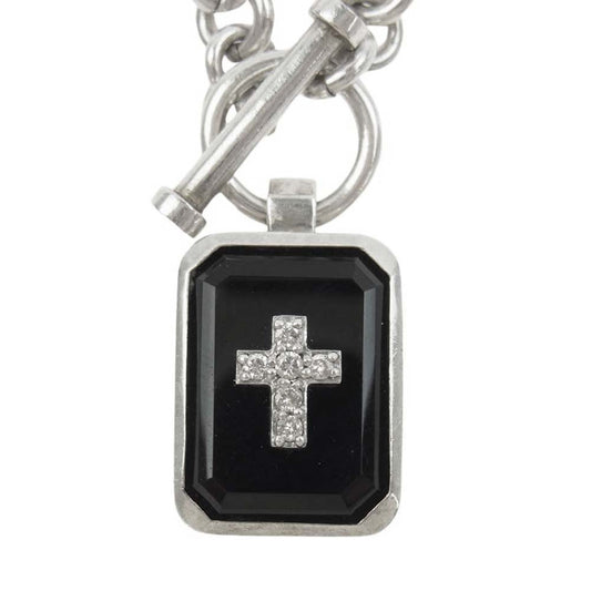 Justin Davis ジャスティンデイビス JNJ115 購入証明書付属 EMINEM エミネム ダイヤモンド オニキス ネックレス シルバー系【中古】