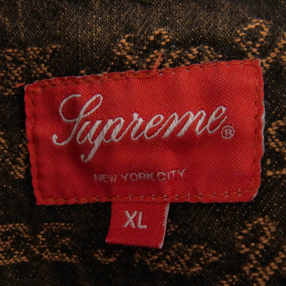 Supreme シュプリーム 22AW Multi Type Jacquard Denim Shirt マルチタイプ ジャガード デニム 長袖シャツ ブラウン系 XL【中古】