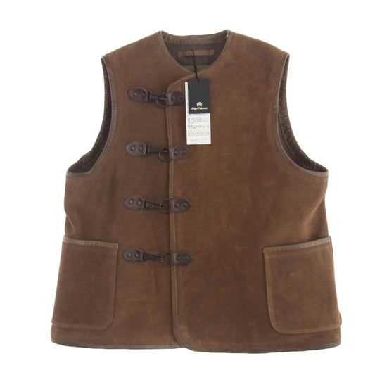 Nigel Cabourn ナイジェルケーボン 8049-00-90000 CAPTAIN VEST  キャプテン ベスト レザー ブラウン系 46【極上美品】【中古】