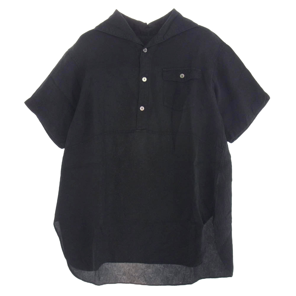 ウル 14SUS03 ペイズリー キュプラ スキッパー プルオーバ― 半袖シャツ ブラック系 SIZE1【中古】