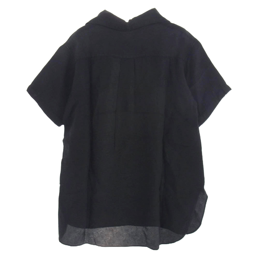 ウル 14SUS03 ペイズリー キュプラ スキッパー プルオーバ― 半袖シャツ ブラック系 SIZE1【中古】