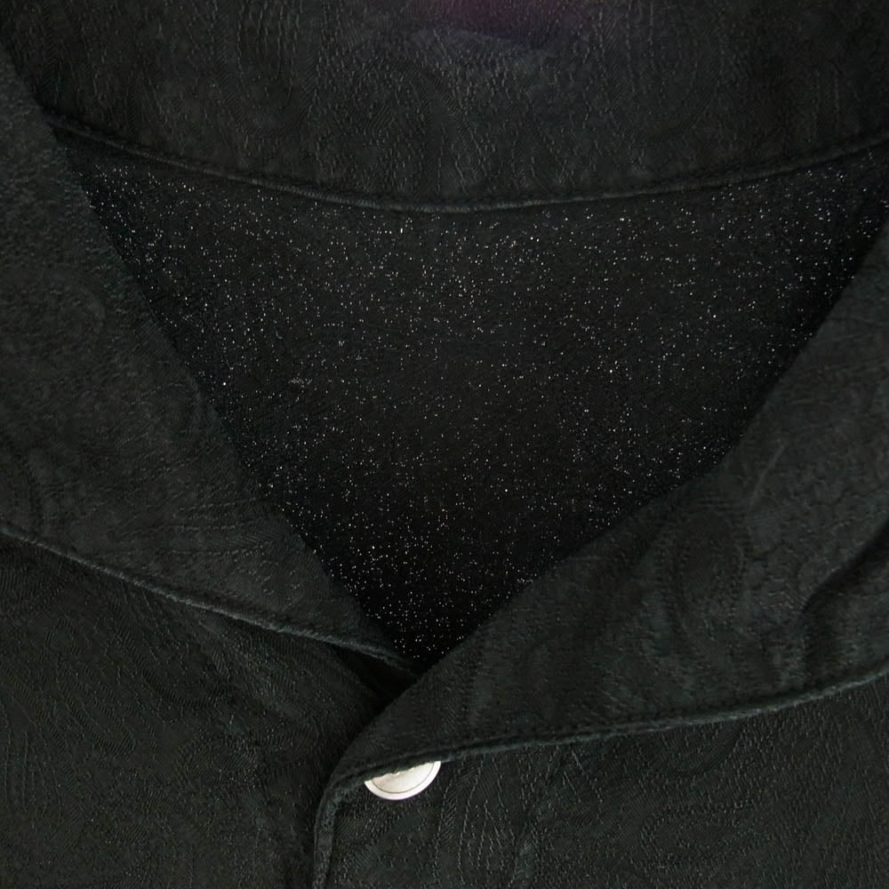 ウル 14SUS03 ペイズリー キュプラ スキッパー プルオーバ― 半袖シャツ ブラック系 SIZE1【中古】