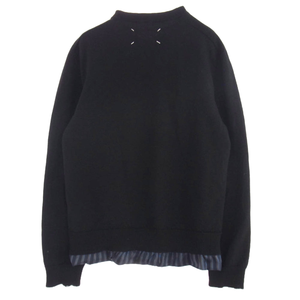 MAISON MARGIELA メゾンマルジェラ 21AW S50HA1007 14ライン ダメージ加工 レイヤード ニット セーター ブラック系 XL【中古】