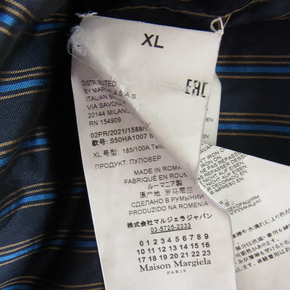 MAISON MARGIELA メゾンマルジェラ 21AW S50HA1007 14ライン ダメージ加工 レイヤード ニット セーター ブラック系 XL【中古】
