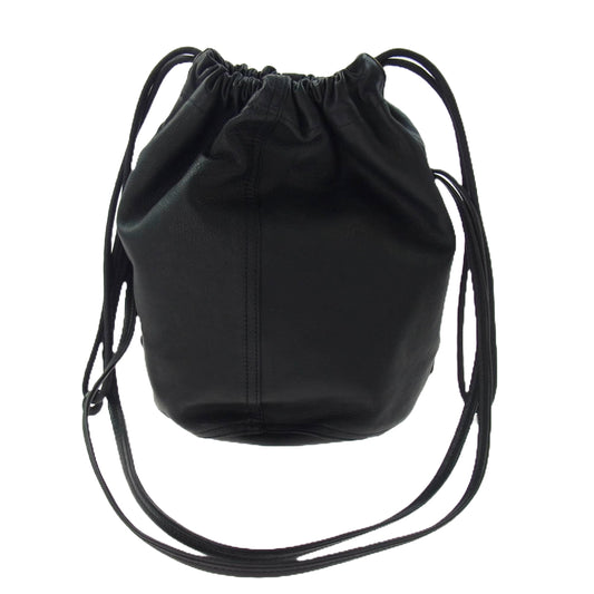 genten ゲンテン 4372710 サスティナブル巾着 カウレザー ショルダーバッグ ブラック系【中古】