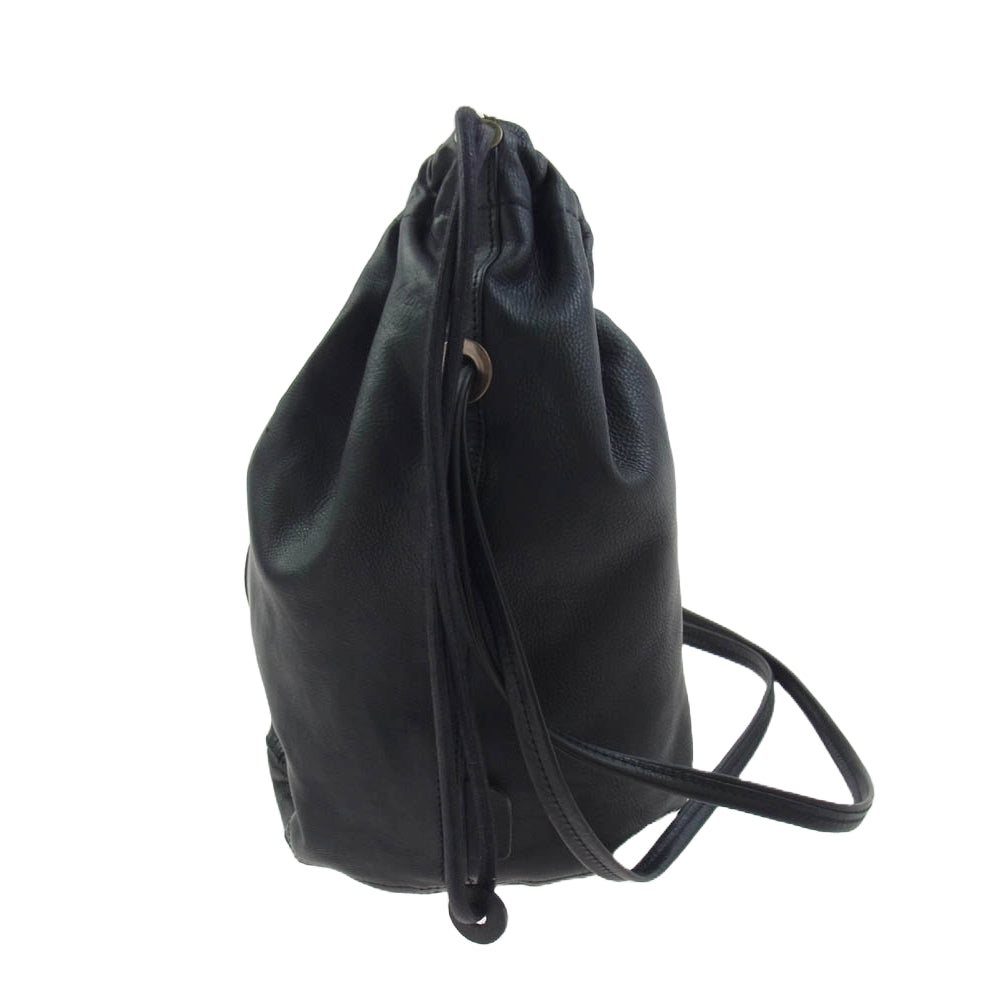 genten ゲンテン 4372710 サスティナブル巾着 カウレザー ショルダーバッグ ブラック系【中古】
