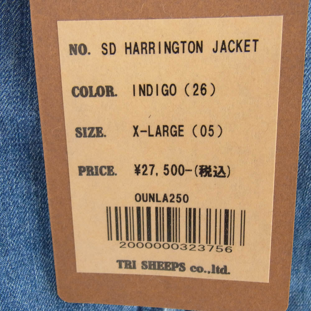 STANDARD CALIFORNIA スタンダードカリフォルニア SD Harrington Jacket  INDIGO ハリントン デニム ジャケット インディゴブルー系 XL【新古品】【未使用】【中古】