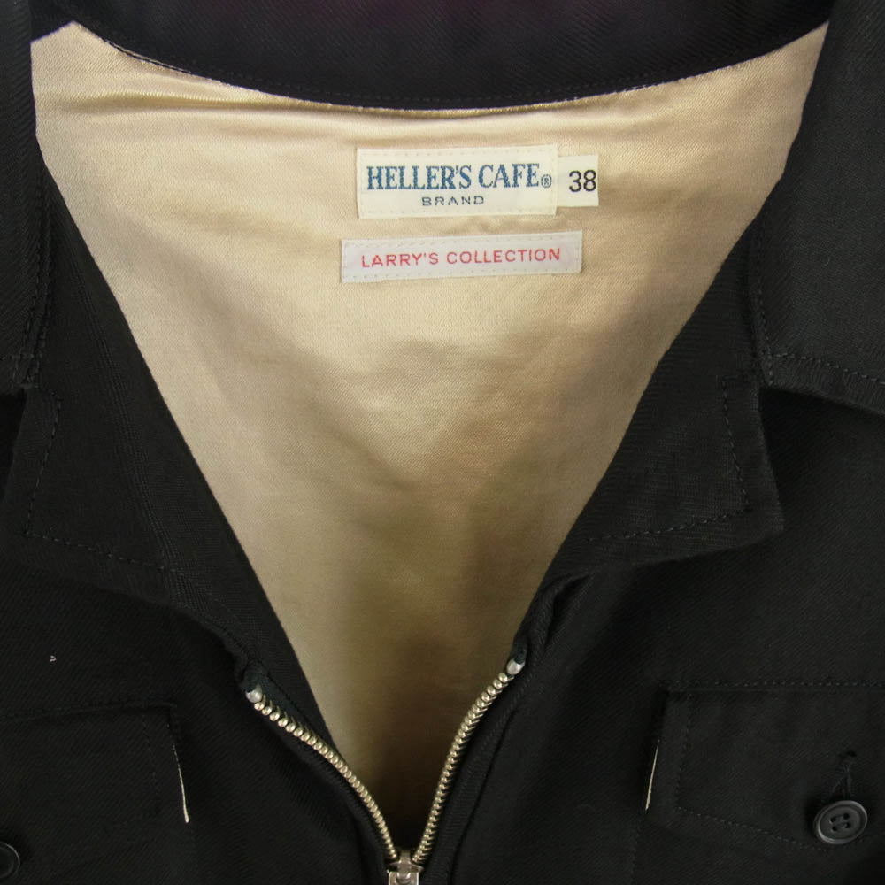 WAREHOUSE ウエアハウス HELLER'S CAFE ヘラーズカフェ 1950年代 復刻 USS CREWs Souvenir Jacket DRAGON ANCHOR 刺繍 スーベニア ジャケット ブラック系 38【極上美品】【中古】