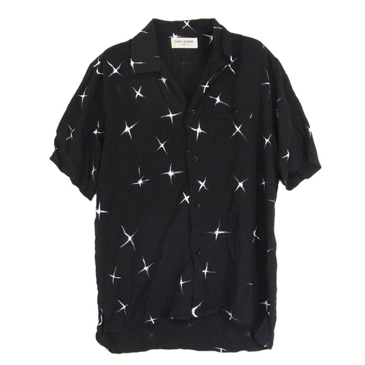 SAINT LAURENT サンローラン 21SS 531956 総柄 レーヨン アロハ 半袖 シャツ ブラック系 36【中古】