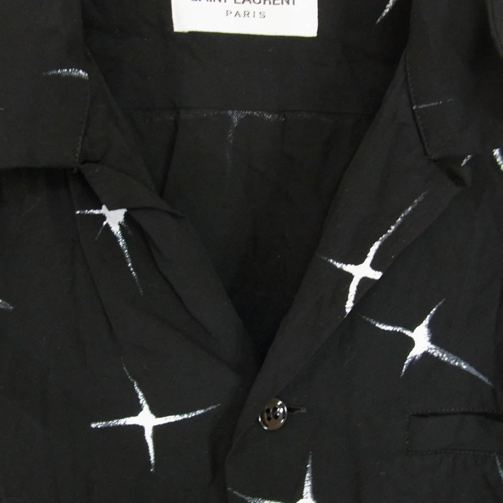 SAINT LAURENT サンローラン 21SS 531956 総柄 レーヨン アロハ 半袖 シャツ ブラック系 36【中古】