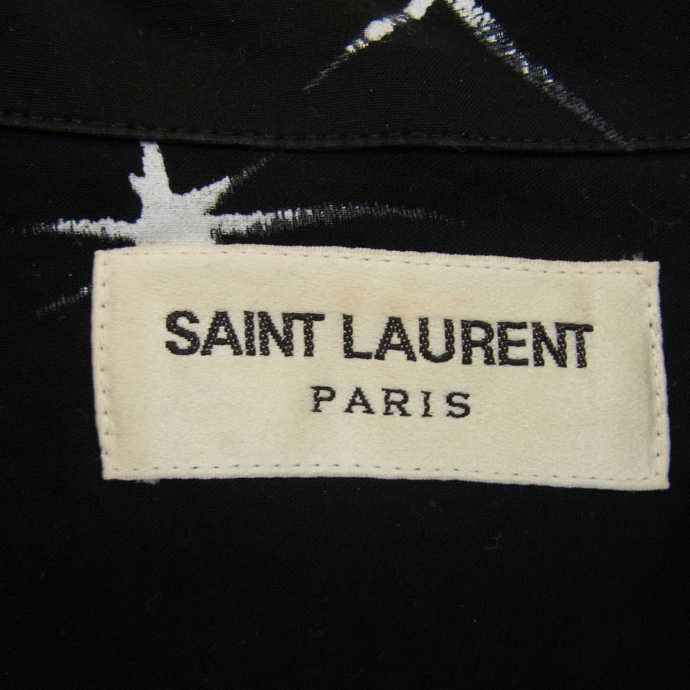 SAINT LAURENT サンローラン 21SS 531956 総柄 レーヨン アロハ 半袖 シャツ ブラック系 36【中古】