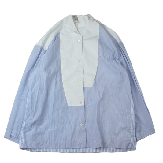 LOEWE ロエベ S2109410GH アシンメトリー ストライプ 長袖 コットンブラウス シャツ ブルー系 XS【中古】