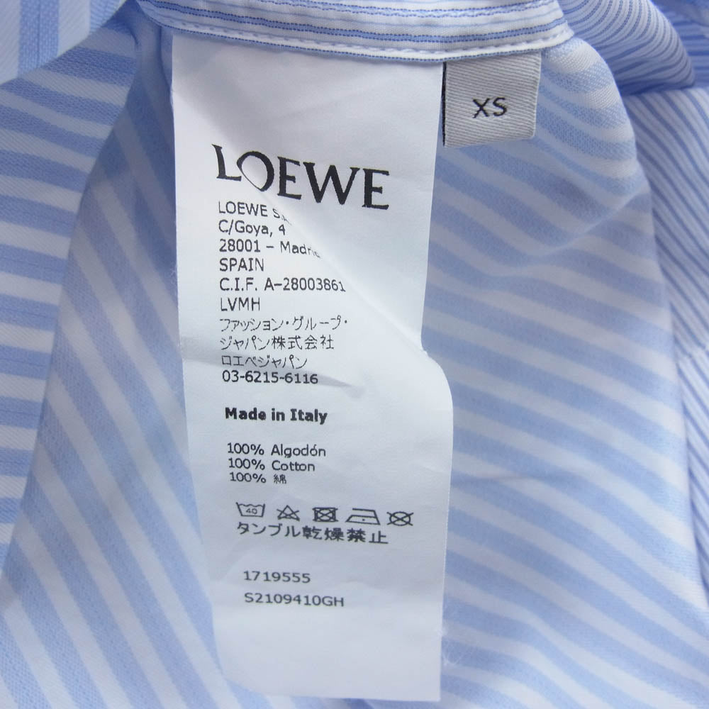 LOEWE ロエベ S2109410GH アシンメトリー ストライプ 長袖 コットンブラウス シャツ ブルー系 XS【中古】