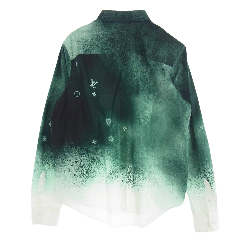 LOUIS VUITTON ルイ・ヴィトン 23SS RM231M TA4 HOS15W L V チャーム付 モノグラム グラフィック 長袖 シャツ グリーン系 M【中古】