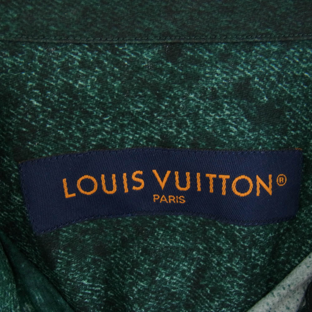 LOUIS VUITTON ルイ・ヴィトン 23SS RM231M TA4 HOS15W L V チャーム付 モノグラム グラフィック 長袖 シャツ グリーン系 M【中古】