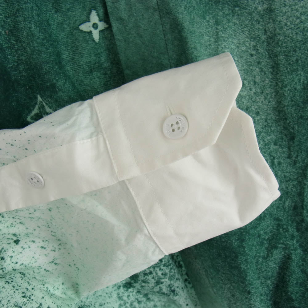 LOUIS VUITTON ルイ・ヴィトン 23SS RM231M TA4 HOS15W L V チャーム付 モノグラム グラフィック 長袖 シャツ グリーン系 M【中古】
