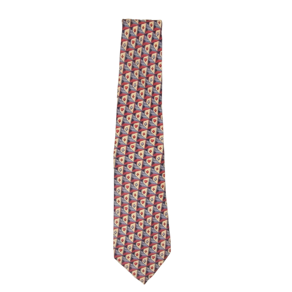GUCCI グッチ トランプ柄 シルク ネクタイ レッド系【中古】