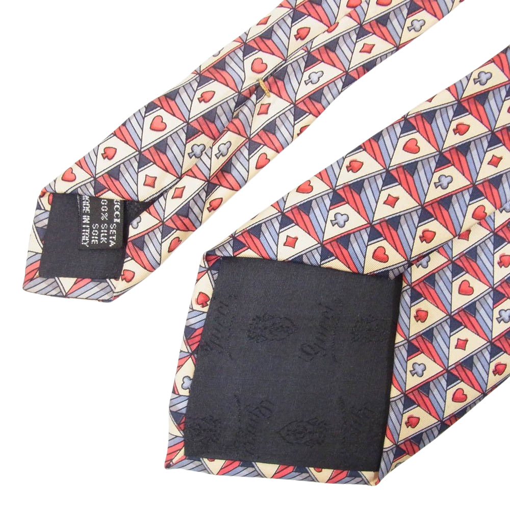 GUCCI グッチ トランプ柄 シルク ネクタイ レッド系【中古】