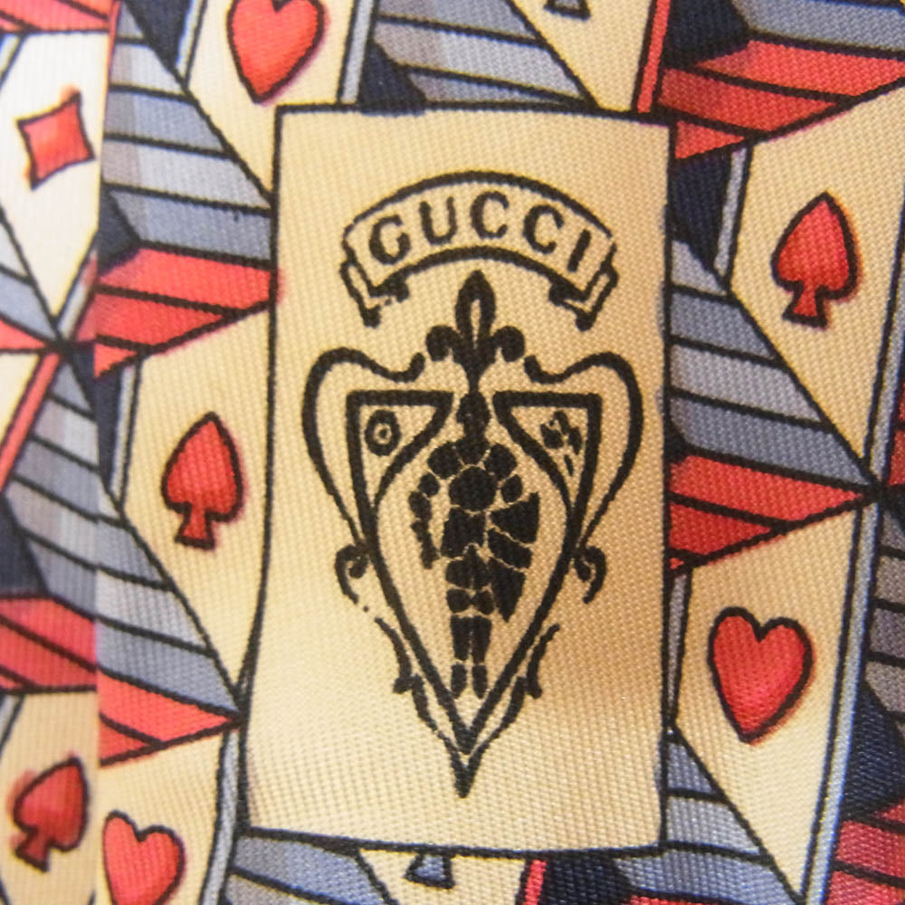 GUCCI グッチ トランプ柄 シルク ネクタイ レッド系【中古】