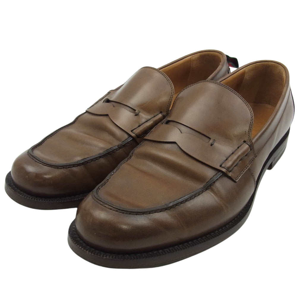 GUCCI グッチ 407444 シェリーライン コイン ローファー ビジネス ドレスシューズ ブラウン系 ブラウン系 10【中古】