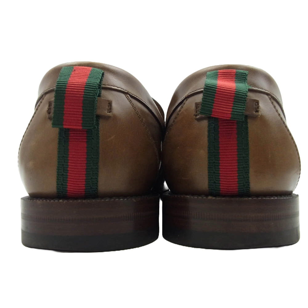 GUCCI グッチ 407444 シェリーライン コイン ローファー ビジネス ドレスシューズ ブラウン系 ブラウン系 10【中古】