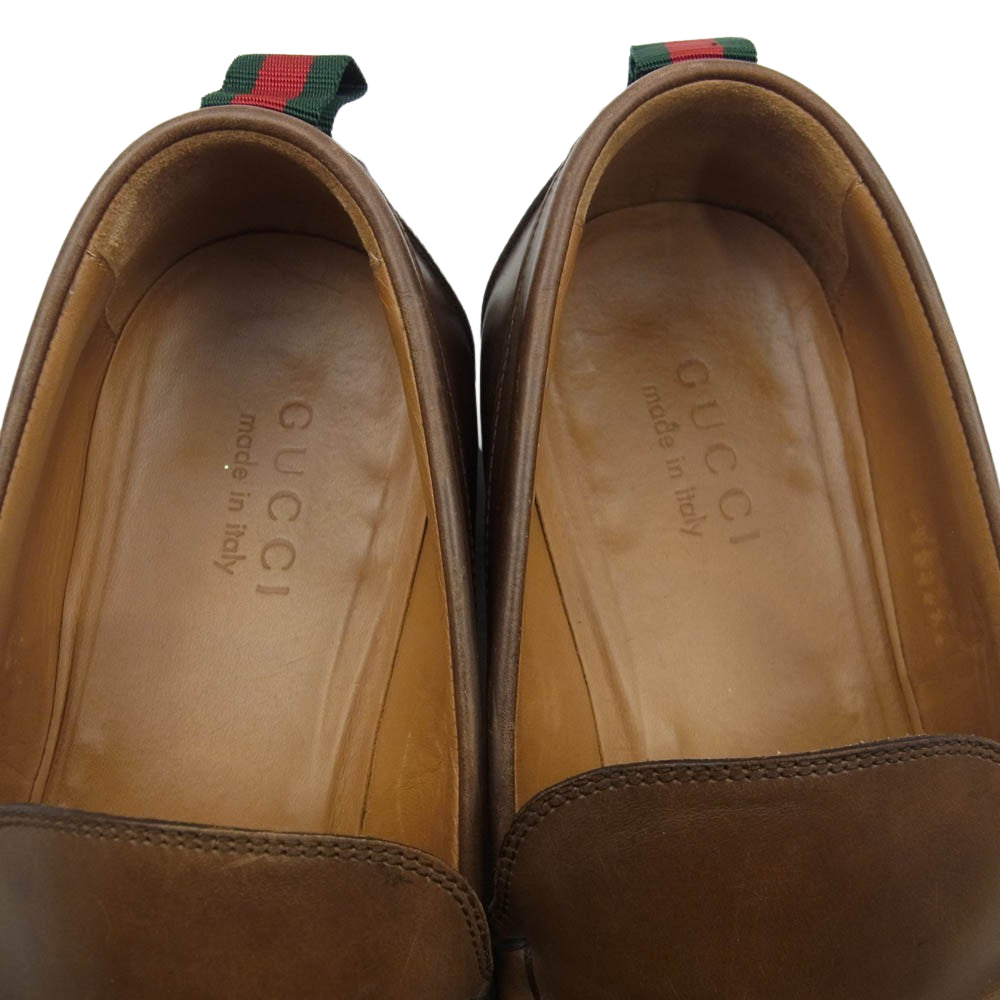 GUCCI グッチ 407444 シェリーライン コイン ローファー ビジネス ドレスシューズ ブラウン系 ブラウン系 10【中古】