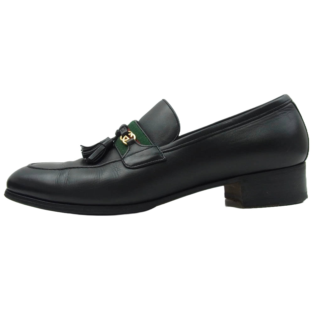 GUCCI グッチ 624720 ウェブ＆インターロッキングG付 タッセル ローファー ビジネス ドレスシューズ ブラック系 ブラック系 10【中古】