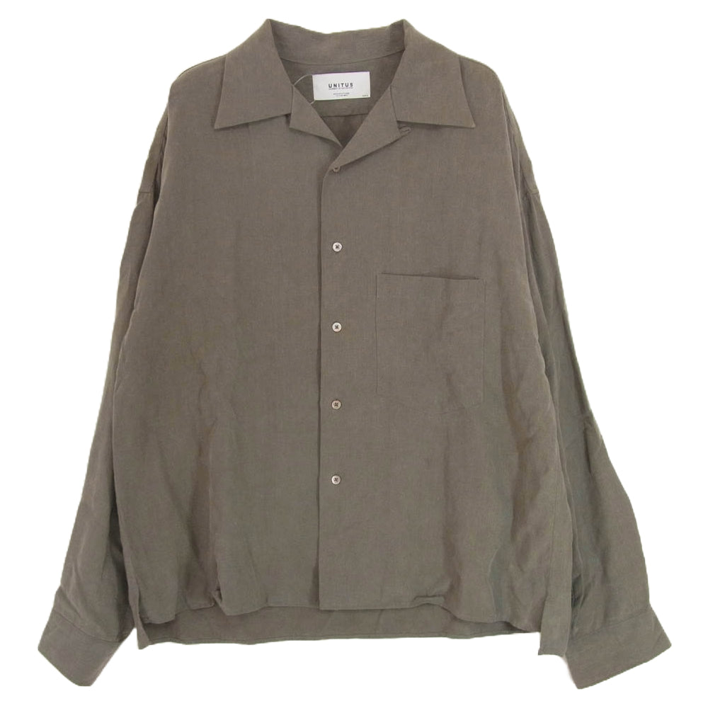 ユナイタス テンセル リネン オープンカラー シャツ カーキ系 3【中古】