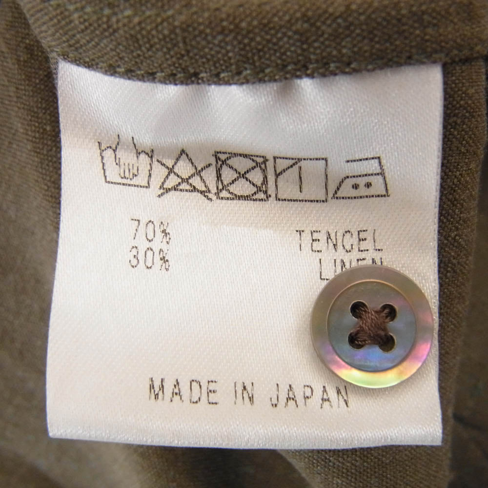ユナイタス テンセル リネン オープンカラー シャツ カーキ系 3【中古】