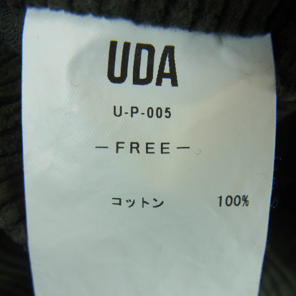 ユーディーエー コーデュロイ タック ワイド パンツ 日本製 グリーン系 FREE【中古】