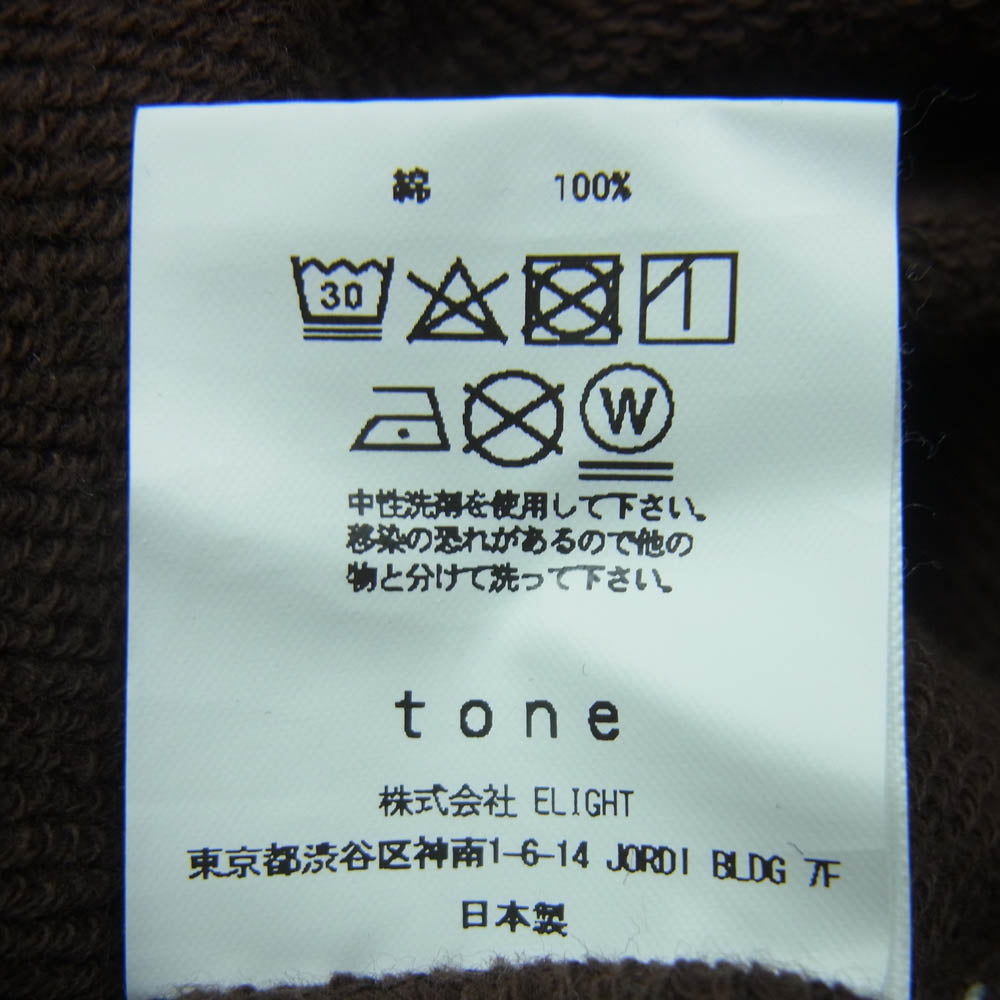 トーン 19AW TO-AW19-CLS02 コットン スウェット プルオーバ― パーカー 日本製 ブラウン系 3【中古】