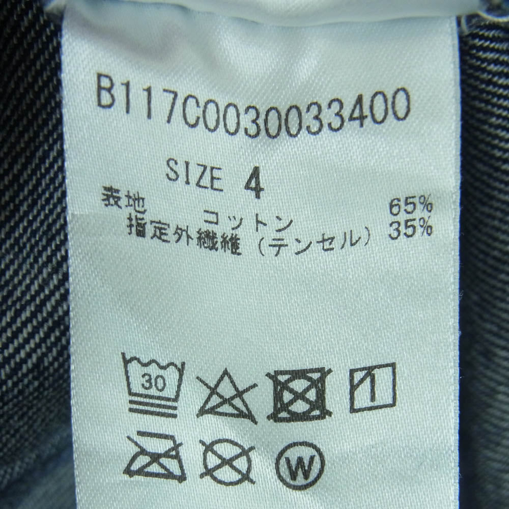 キジ B117C0030033400 ボタンフライ デニム ワイド パンツ 日本製 インディゴブルー系 4【中古】