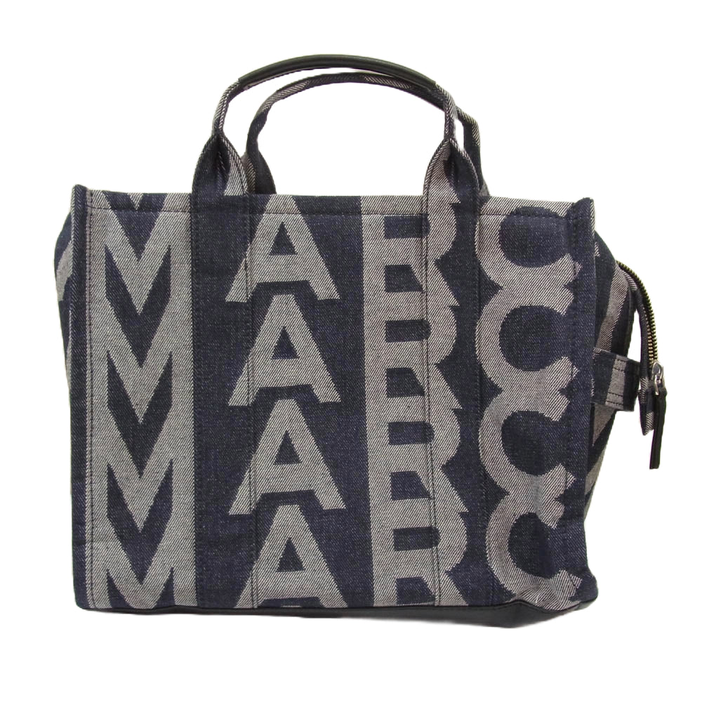 MARC JACOBS マークジェイコブス 2WAY デニム モノグラム トートバッグ ショルダーバッグ ネイビー系【美品】【中古】