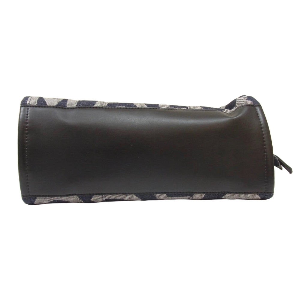 MARC JACOBS マークジェイコブス 2WAY デニム モノグラム トートバッグ ショルダーバッグ ネイビー系【美品】【中古】