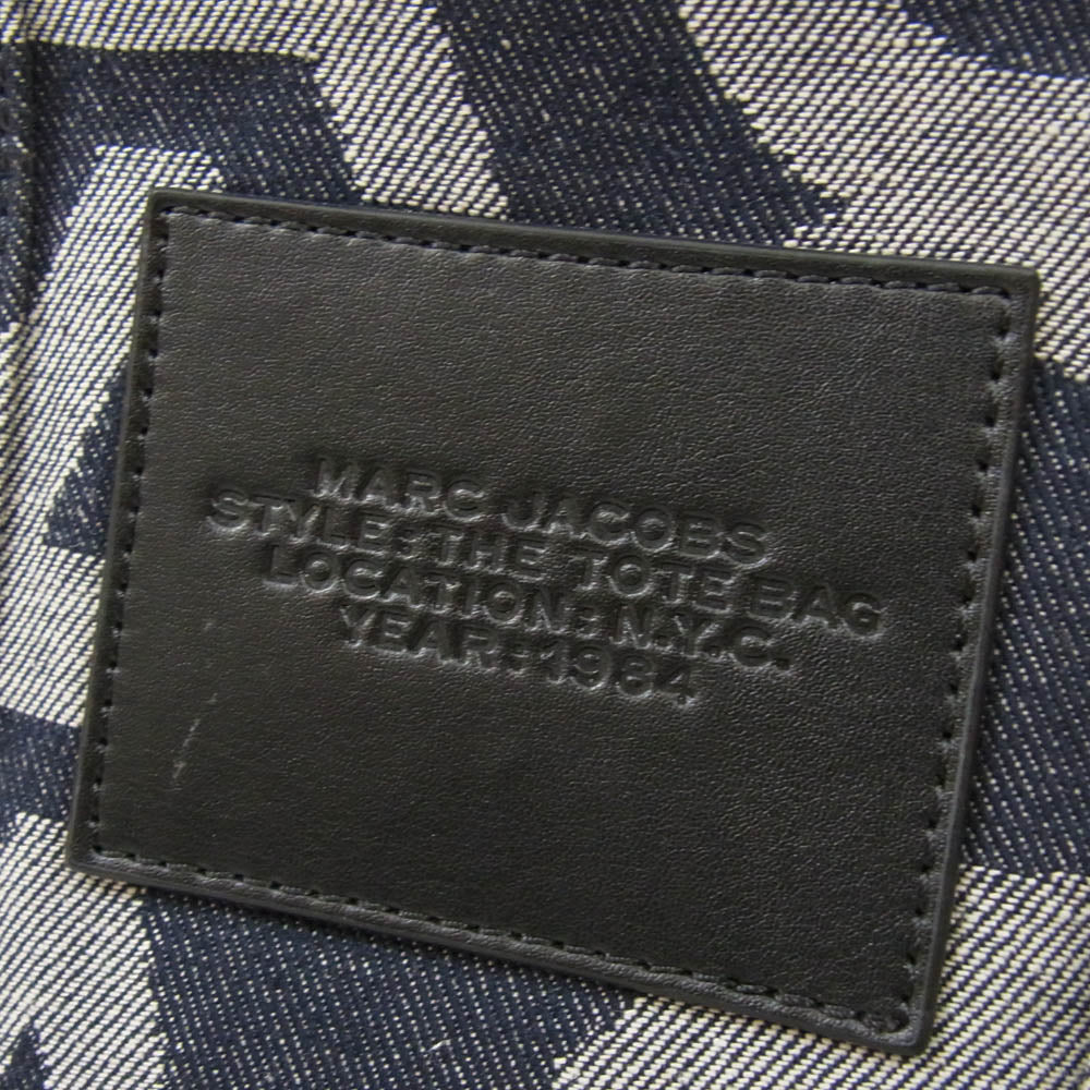 MARC JACOBS マークジェイコブス 2WAY デニム モノグラム トートバッグ ショルダーバッグ ネイビー系【美品】【中古】