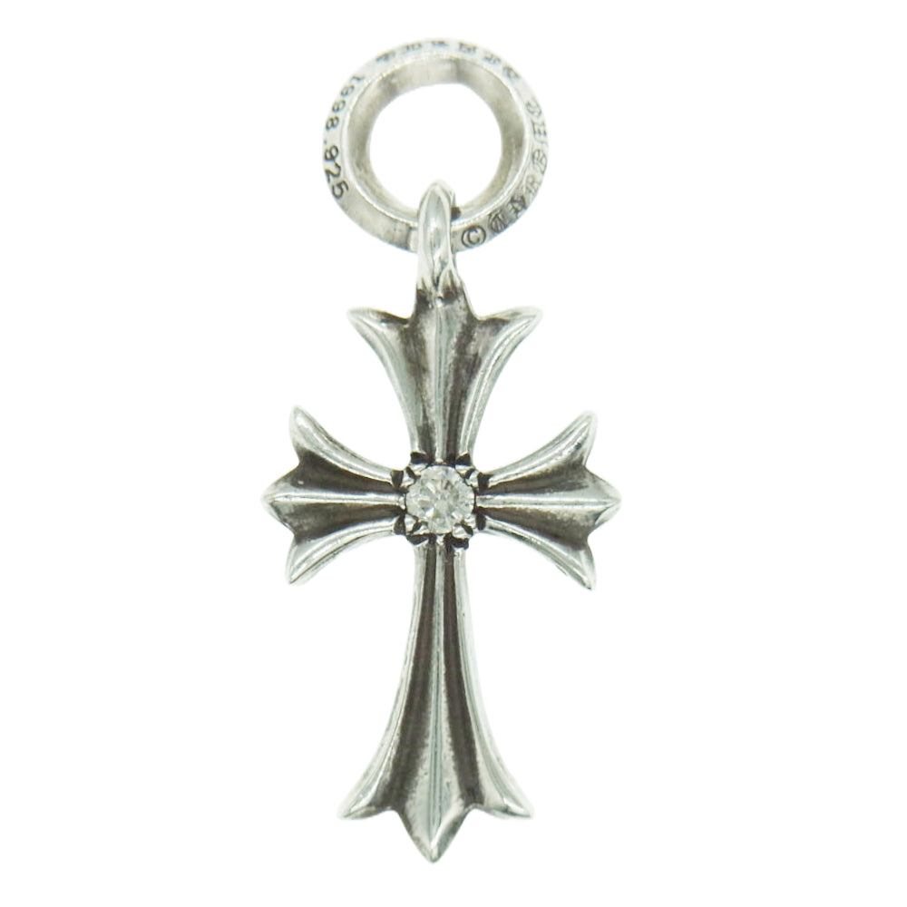CHROME HEARTS クロムハーツ（原本無） TINY CH CROSS 1DIA タイニーCHクロス アフター1ダイヤ チャーム ネックレストップ シルバー系【中古】