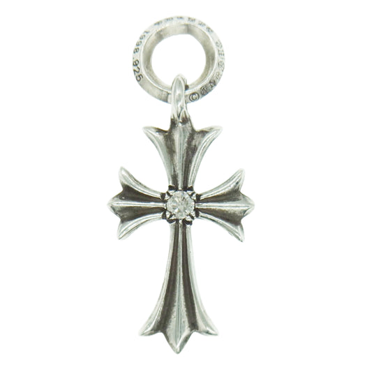 CHROME HEARTS クロムハーツ（原本無） TINY CH CROSS 1DIA タイニーCHクロス アフター1ダイヤ チャーム ネックレストップ シルバー系【中古】