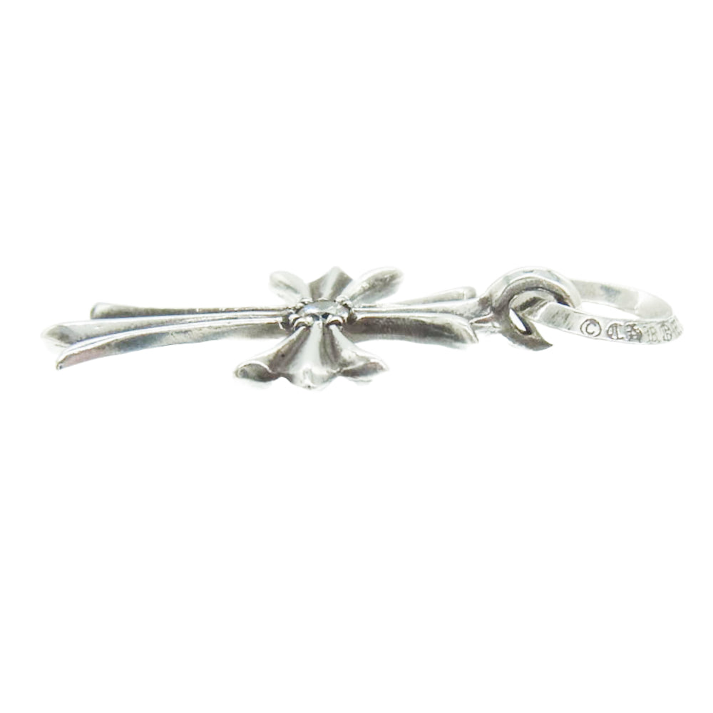 CHROME HEARTS クロムハーツ（原本無） TINY CH CROSS 1DIA タイニーCHクロス アフター1ダイヤ チャーム ネックレストップ シルバー系【中古】