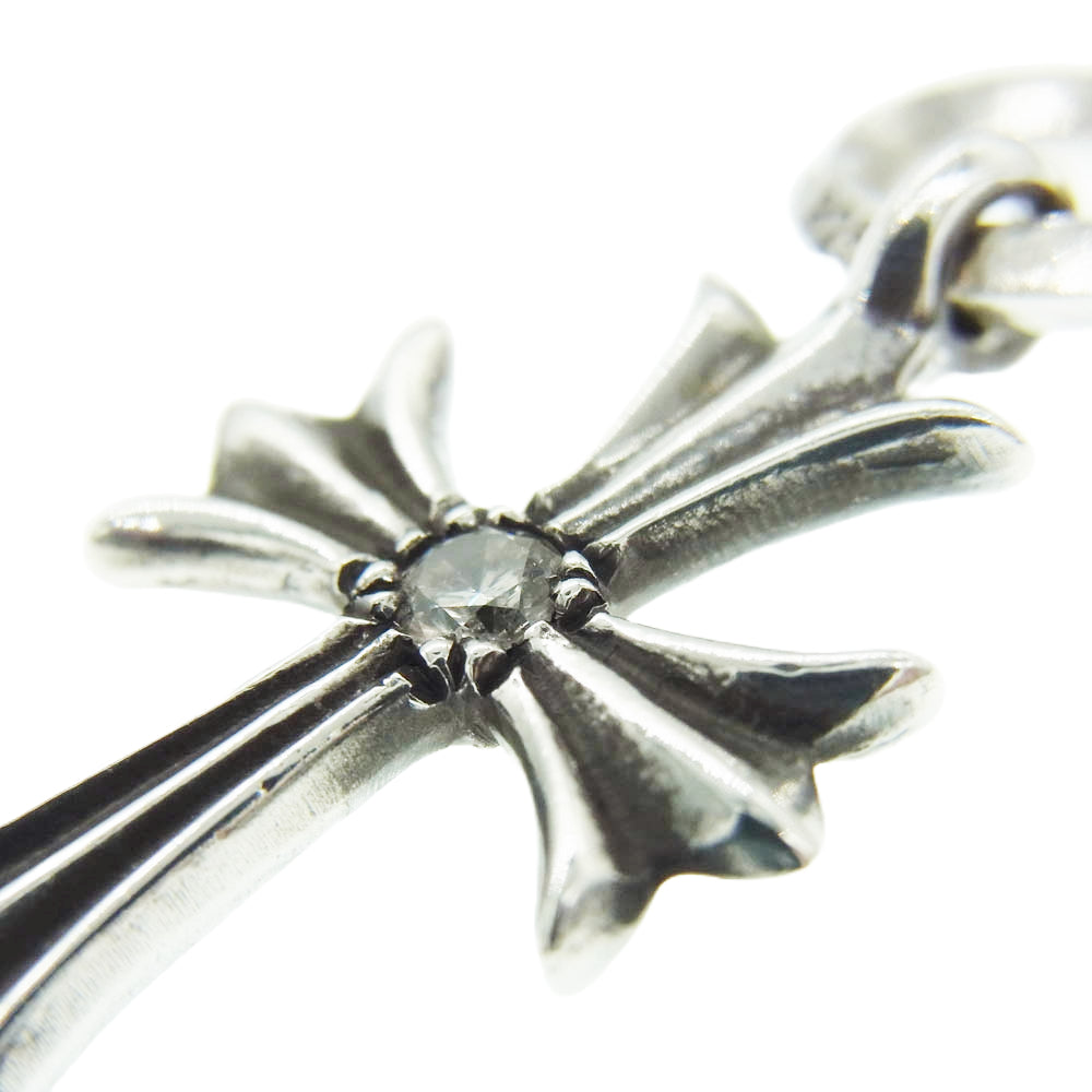CHROME HEARTS クロムハーツ（原本無） TINY CH CROSS 1DIA タイニーCHクロス アフター1ダイヤ チャーム ネックレストップ シルバー系【中古】