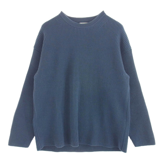 AURALEE オーラリー A7AP02RK SUPER FINE WOOL RIB KNIT BIG P/O スーパー ファイン ウール リブ ニット ビッグ セーター ネイビー系 4【中古】
