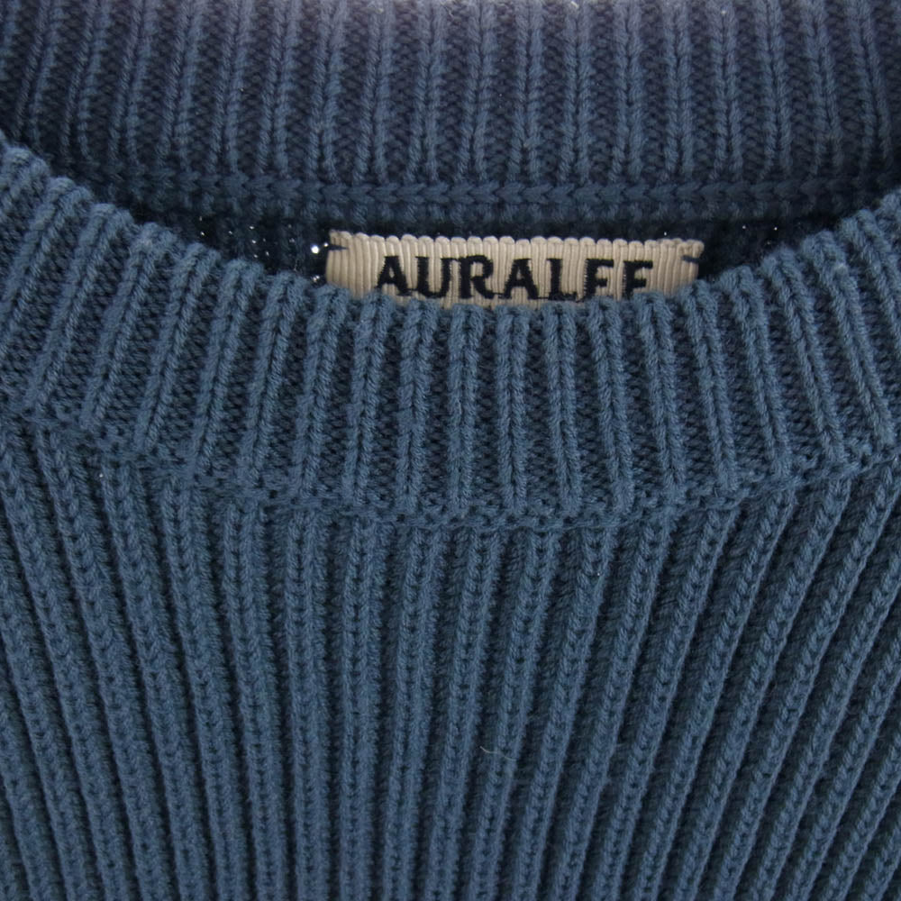 AURALEE オーラリー A7AP02RK SUPER FINE WOOL RIB KNIT BIG P/O スーパー ファイン ウール リブ ニット ビッグ セーター ネイビー系 4【中古】