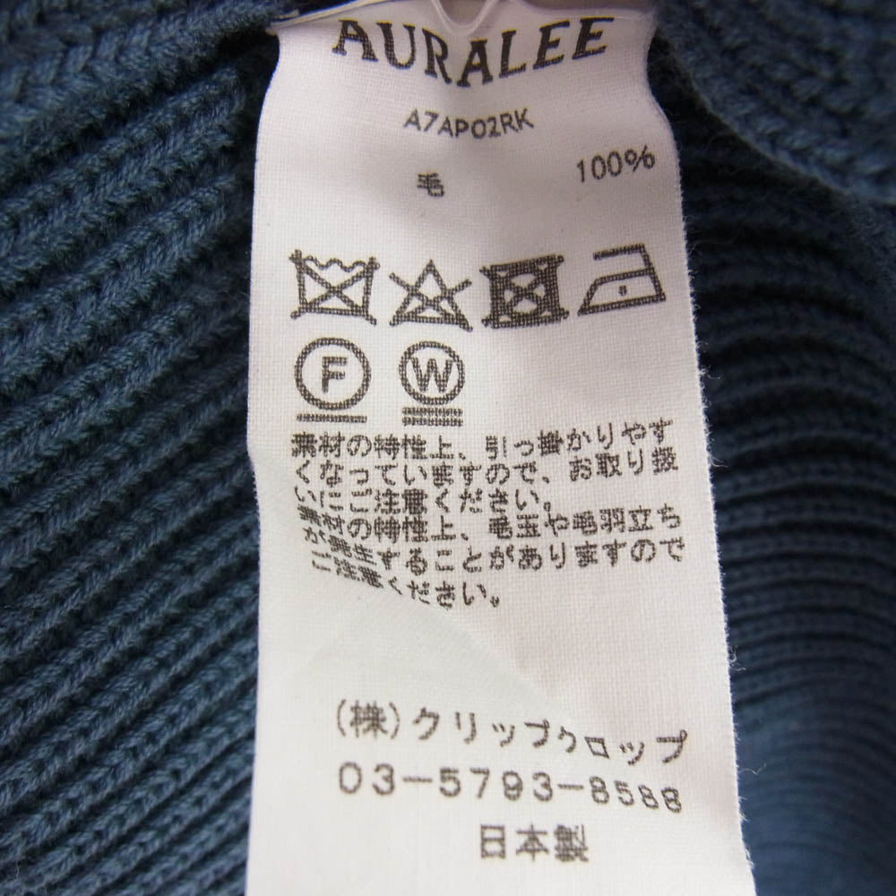 AURALEE オーラリー A7AP02RK SUPER FINE WOOL RIB KNIT BIG P/O スーパー ファイン ウール リブ ニット ビッグ セーター ネイビー系 4【中古】