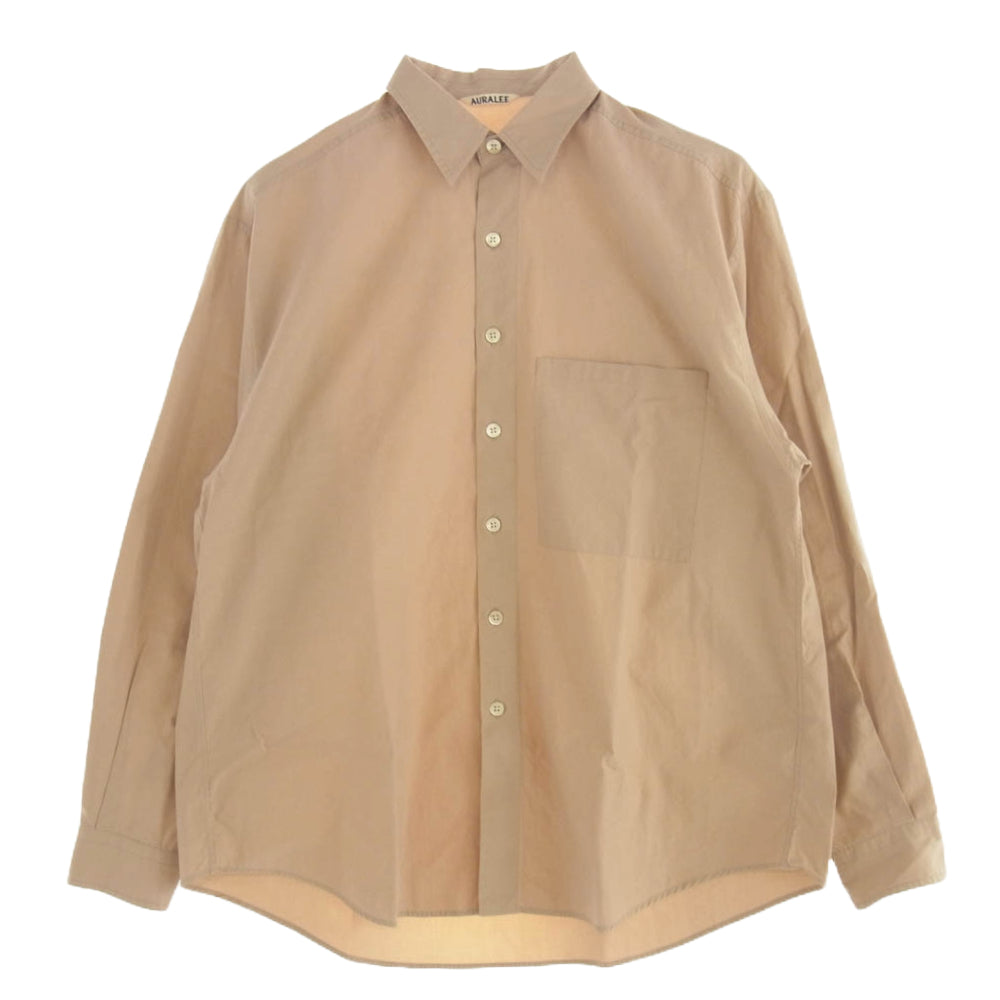 AURALEE オーラリー A9AS02TN WASHED FINX TWILL BIG SHIRTS フィンクスコ ツイル ビッグ 長袖 シャツ ピンク系 4【美品】【中古】