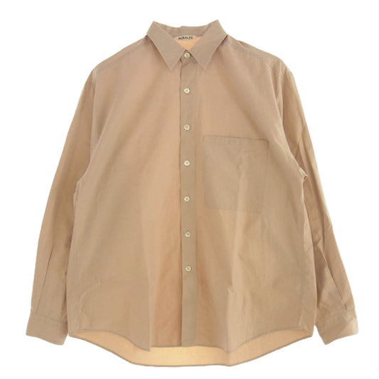 AURALEE オーラリー A9AS02TN WASHED FINX TWILL BIG SHIRTS フィンクスコ ツイル ビッグ 長袖 シャツ ピンク系 4【美品】【中古】