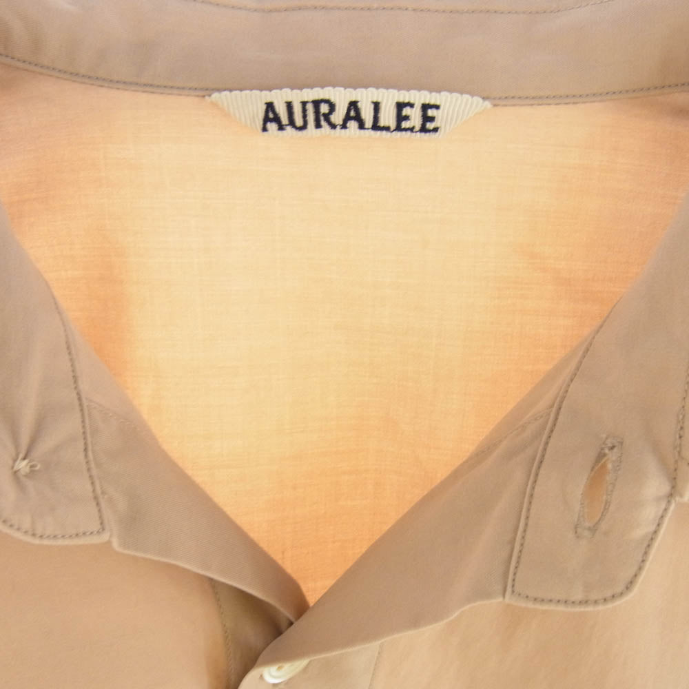 AURALEE オーラリー A9AS02TN WASHED FINX TWILL BIG SHIRTS フィンクスコ ツイル ビッグ 長袖 シャツ ピンク系 4【美品】【中古】