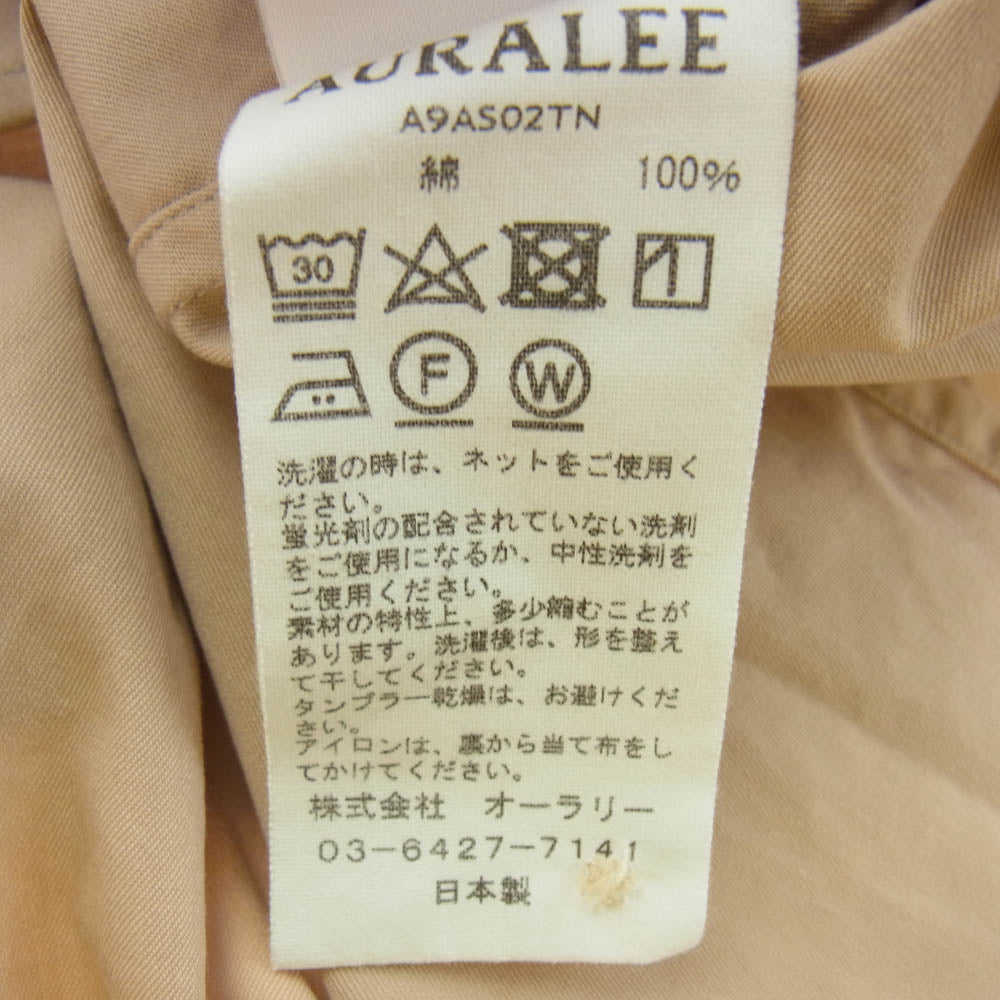 AURALEE オーラリー A9AS02TN WASHED FINX TWILL BIG SHIRTS フィンクスコ ツイル ビッグ 長袖 シャツ ピンク系 4【美品】【中古】
